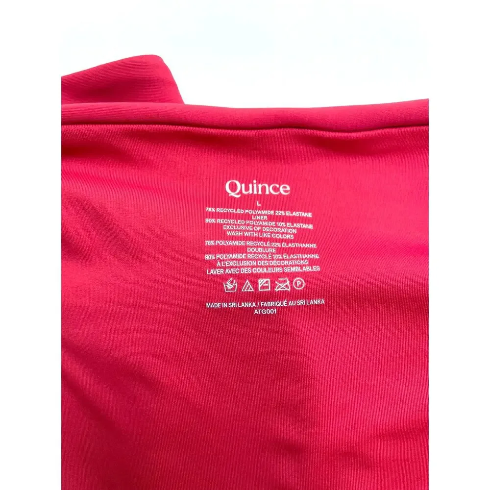 Quince Italian High-Rise Bikini Bottom Swim Cherry Red Size Large NEW